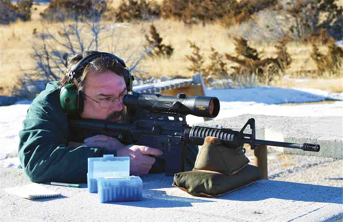 Single-stack AR-15 magazines are extremely reliable, though if they hold more than about 10 rounds they can be too long for easy bench-shooting.